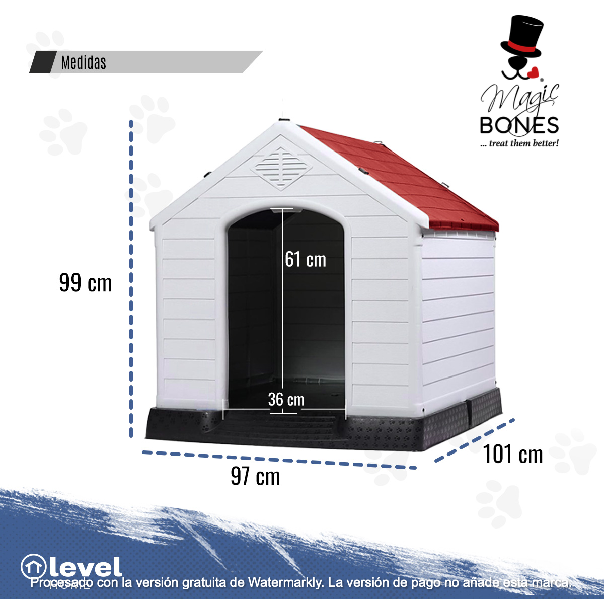 Casa De Plástico Exterior Térmica Raza Grande 97cm ROJA